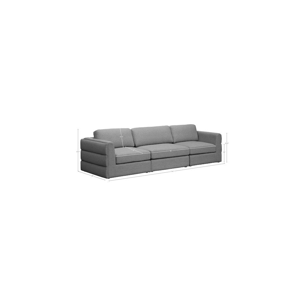 Beckham Grey Durable Linen Textured Fabric Modular Sofa