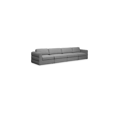 Beckham Grey Durable Linen Textured Fabric Modular Sofa