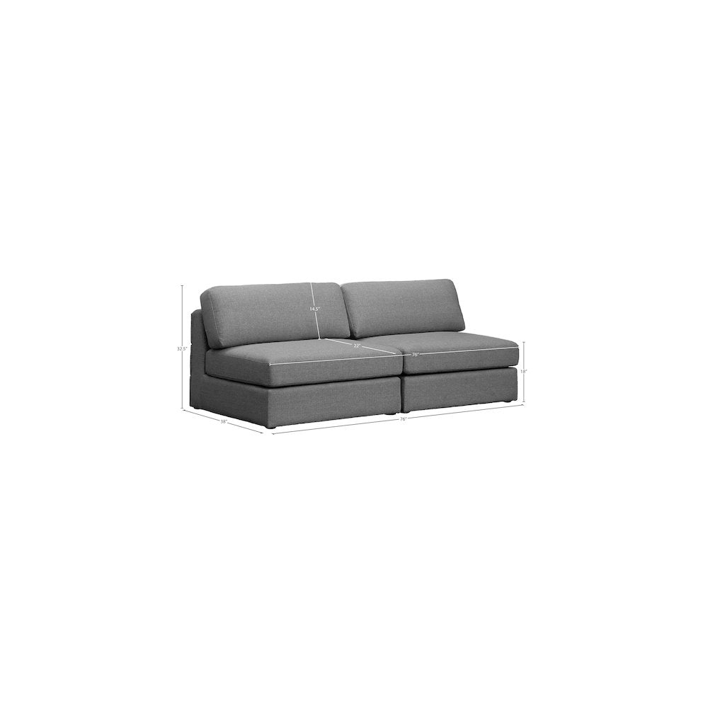 Beckham Grey Durable Linen Textured Fabric Modular Sofa