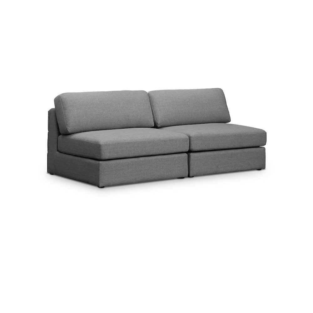 Beckham Grey Durable Linen Textured Fabric Modular Sofa
