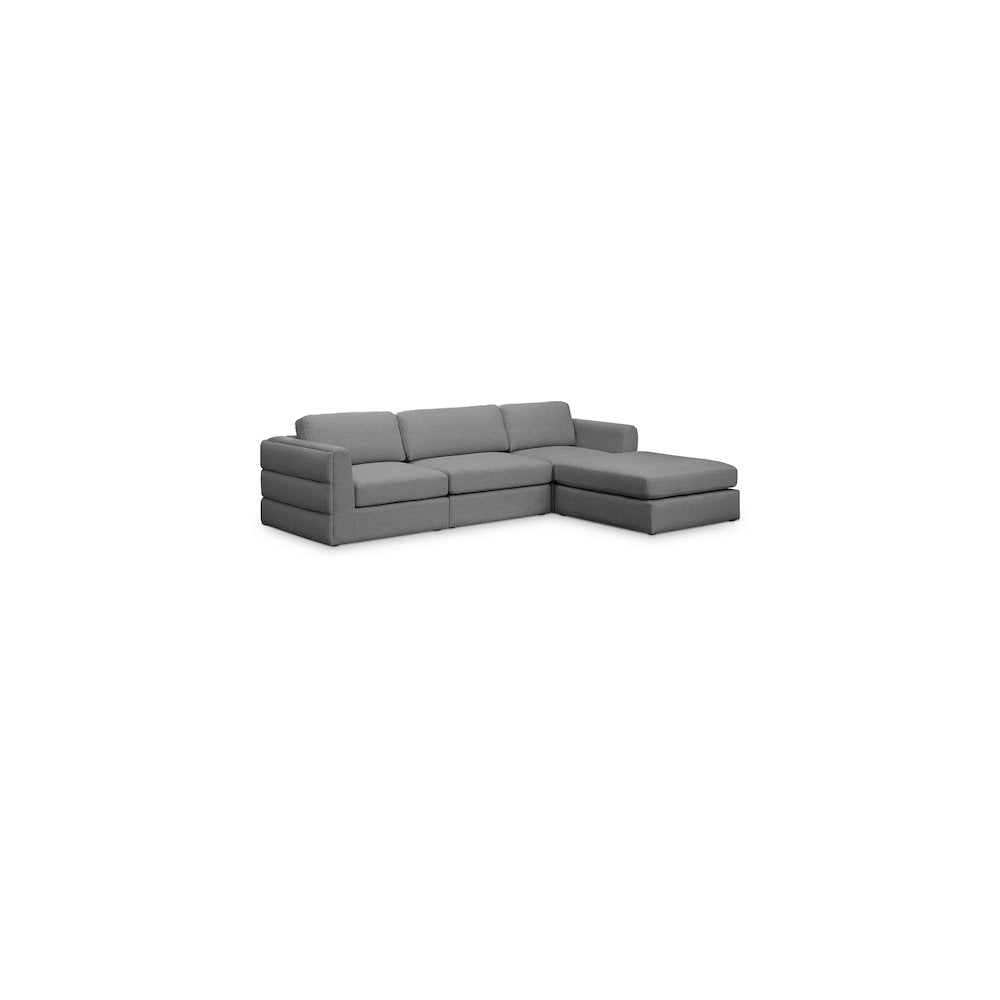 Beckham Grey Durable Linen Textured Fabric Modular Sectional