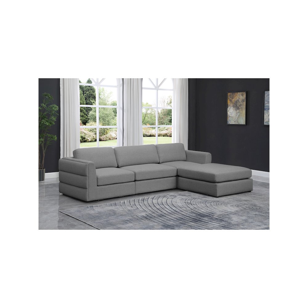 Beckham Grey Durable Linen Textured Fabric Modular Sectional