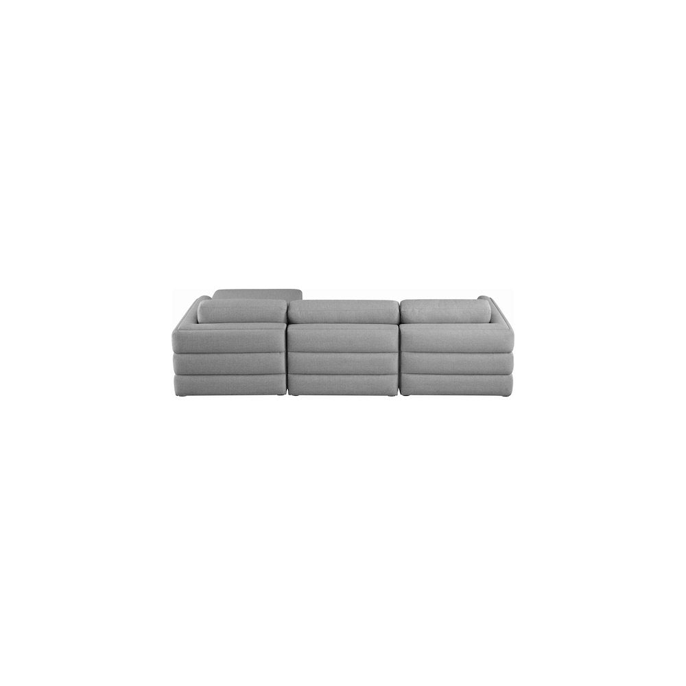 Beckham Grey Durable Linen Textured Fabric Modular Sectional