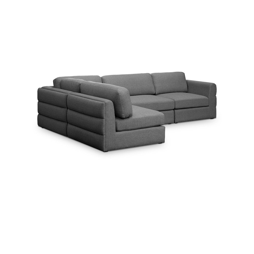 Beckham Grey Durable Linen Textured Fabric Modular Sectional