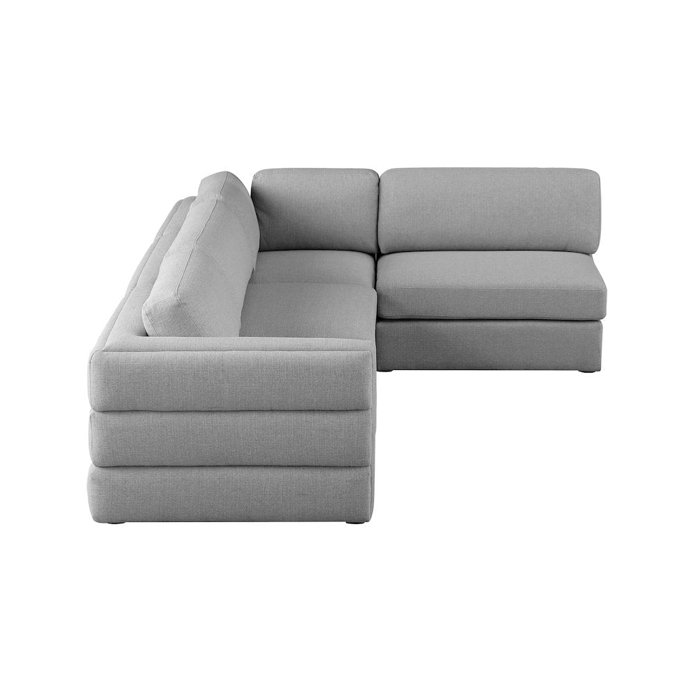 Beckham Grey Durable Linen Textured Fabric Modular Sectional