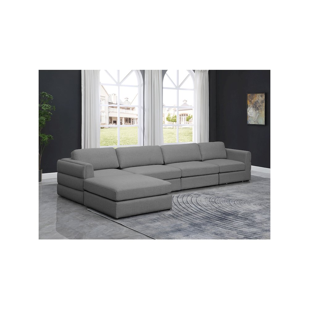 Beckham Grey Durable Linen Textured Fabric Modular Sectional