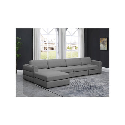 Beckham Grey Durable Linen Textured Fabric Modular Sectional
