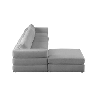 Beckham Grey Durable Linen Textured Fabric Modular Sectional