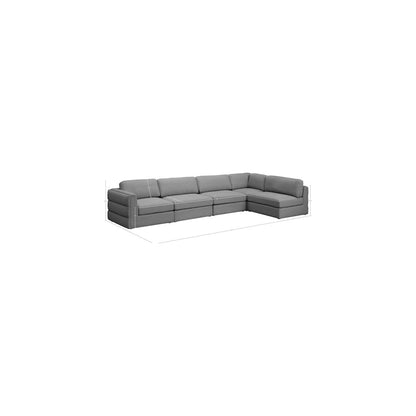 Beckham Grey Durable Linen Textured Fabric Modular Sectional