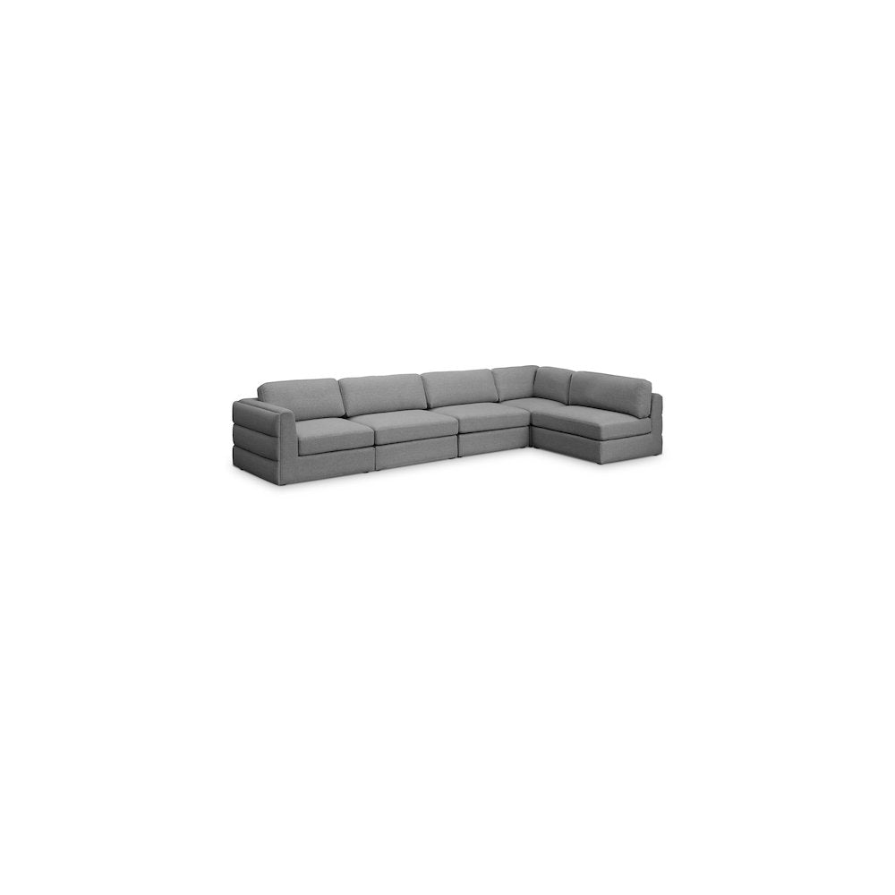 Beckham Grey Durable Linen Textured Fabric Modular Sectional