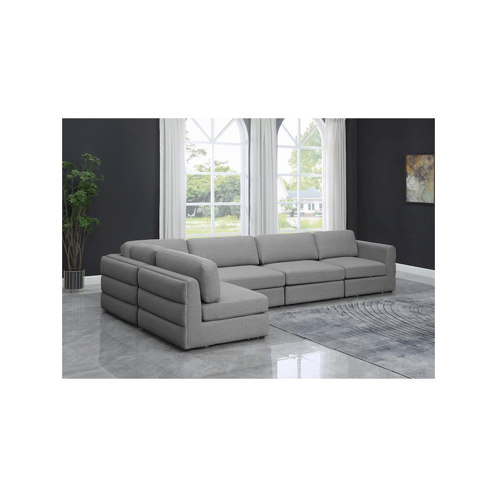 Beckham Grey Durable Linen Textured Fabric Modular Sectional