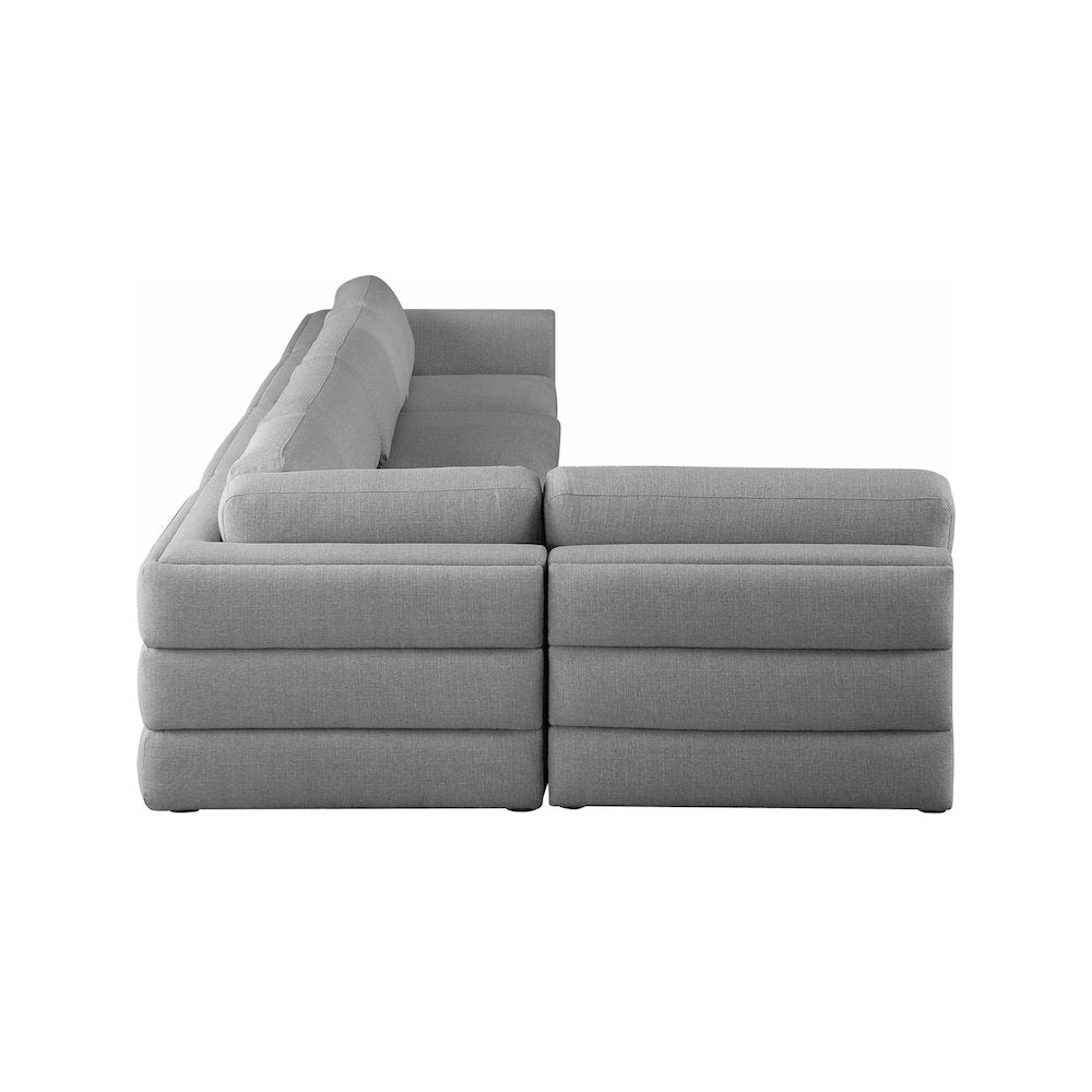Beckham Grey Durable Linen Textured Fabric Modular Sectional