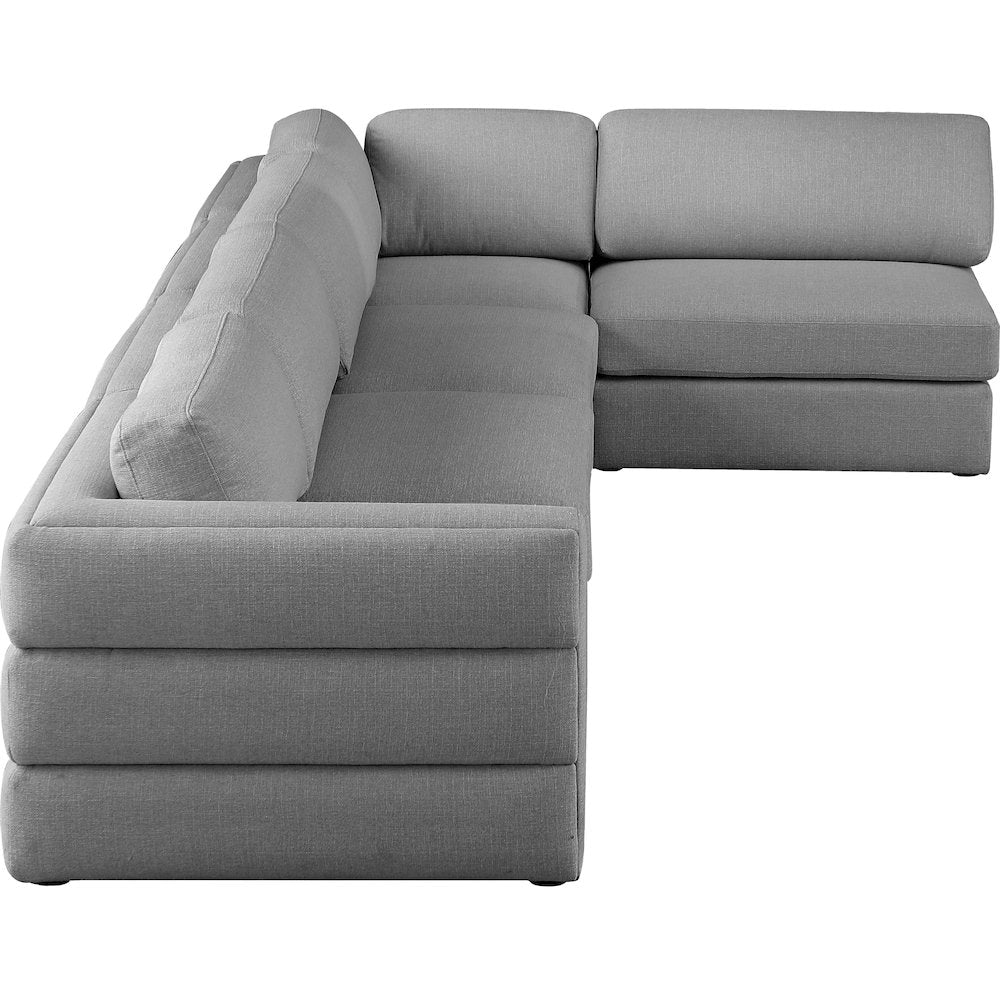 Beckham Grey Durable Linen Textured Fabric Modular Sectional