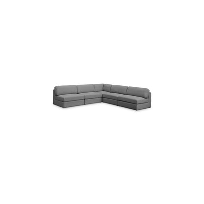 Beckham Grey Durable Linen Textured Fabric Modular Sectional