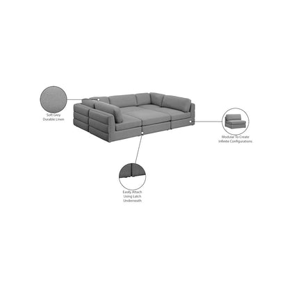 Beckham Grey Durable Linen Textured Fabric Modular Sectional