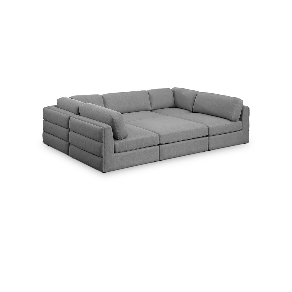 Beckham Grey Durable Linen Textured Fabric Modular Sectional