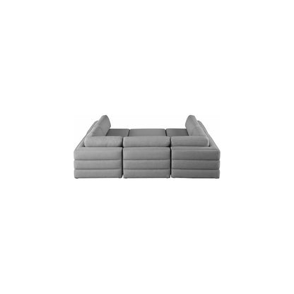 Beckham Grey Durable Linen Textured Fabric Modular Sectional