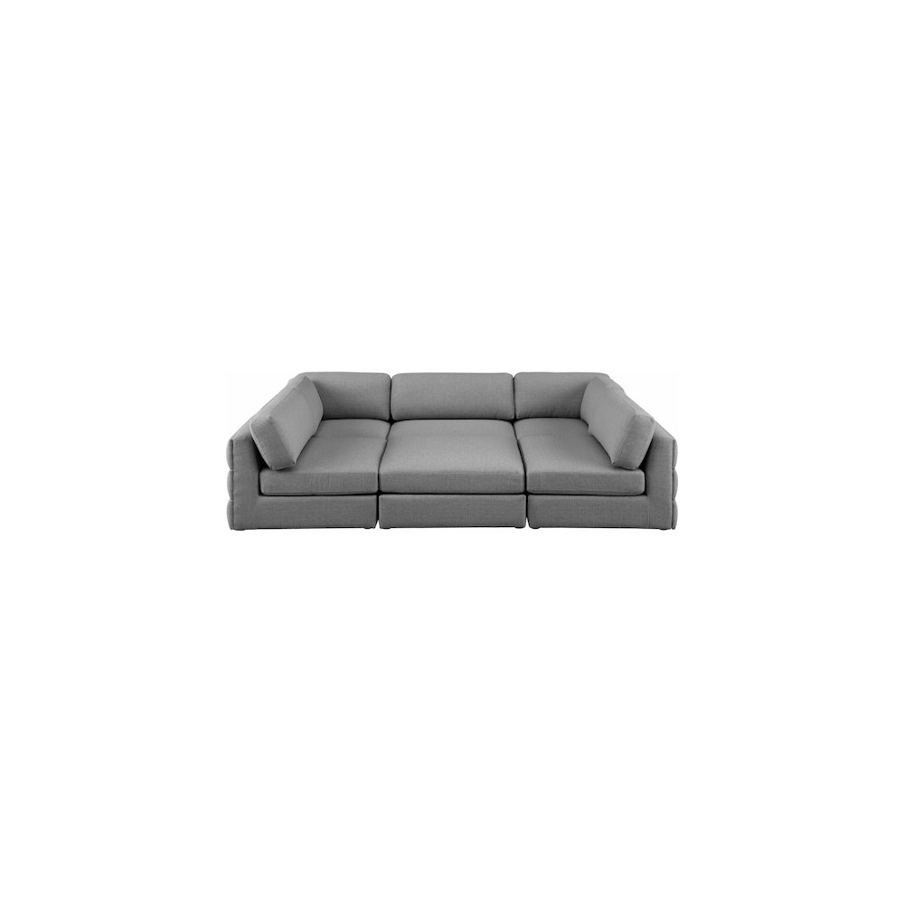 Beckham Grey Durable Linen Textured Fabric Modular Sectional