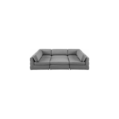 Beckham Grey Durable Linen Textured Fabric Modular Sectional