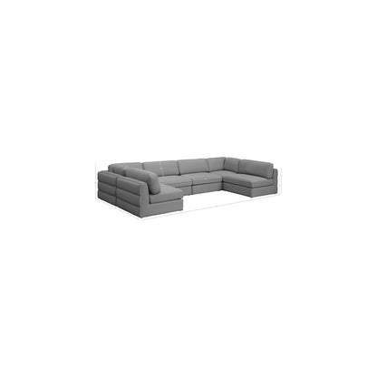 Beckham Grey Durable Linen Textured Fabric Modular Sectional