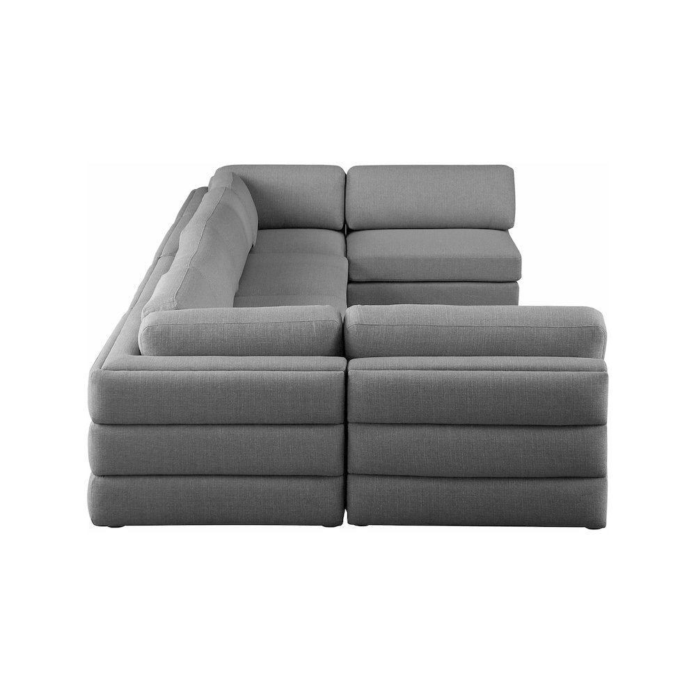 Beckham Grey Durable Linen Textured Fabric Modular Sectional