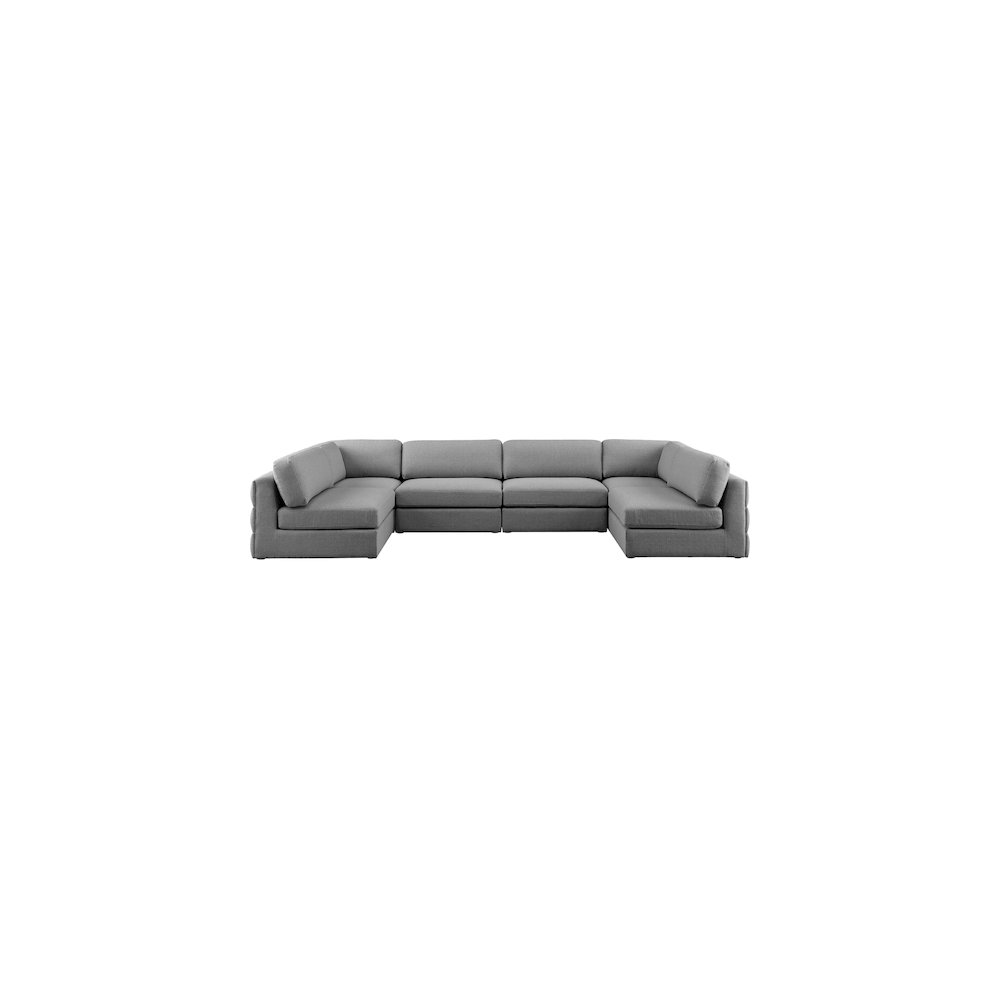 Beckham Grey Durable Linen Textured Fabric Modular Sectional