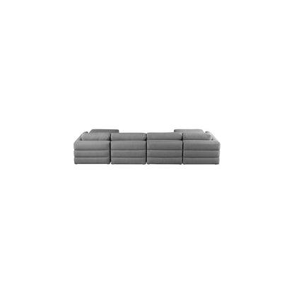 Beckham Grey Durable Linen Textured Fabric Modular Sectional