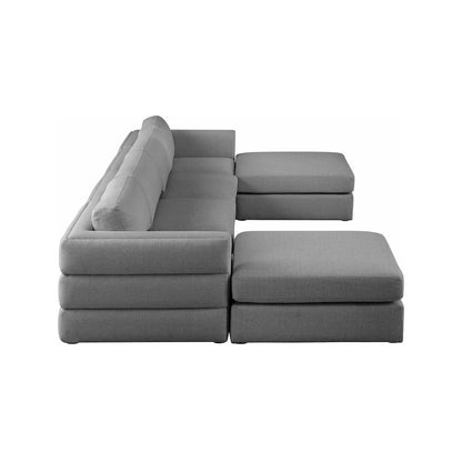 Beckham Grey Durable Linen Textured Fabric Modular Sectional