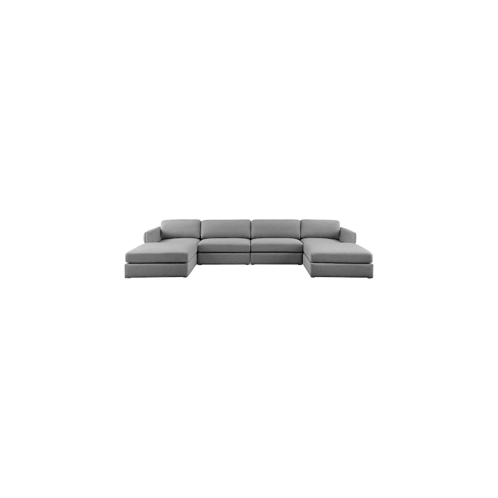 Beckham Grey Durable Linen Textured Fabric Modular Sectional