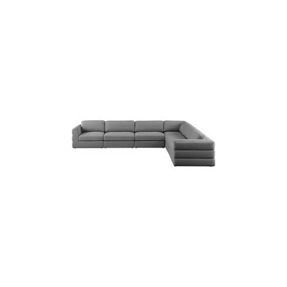 Beckham Grey Durable Linen Textured Fabric Modular Sectional