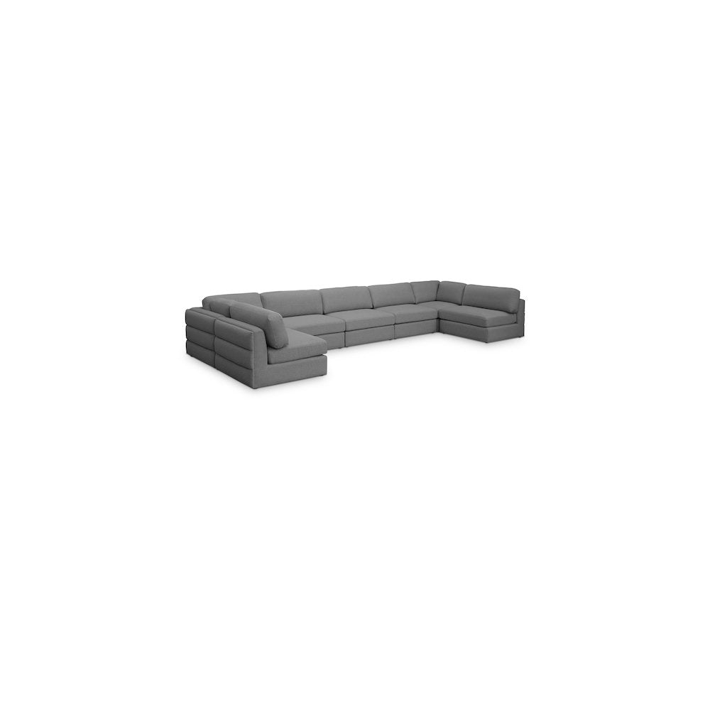 Beckham Grey Durable Linen Textured Fabric Modular Sectional