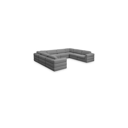 Beckham Grey Durable Linen Textured Fabric Modular Sectional