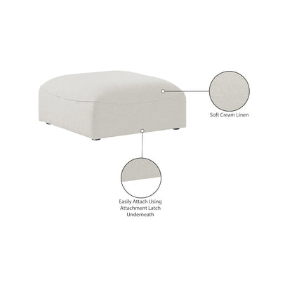 Miramar Cream Durable Linen Textured Ottoman