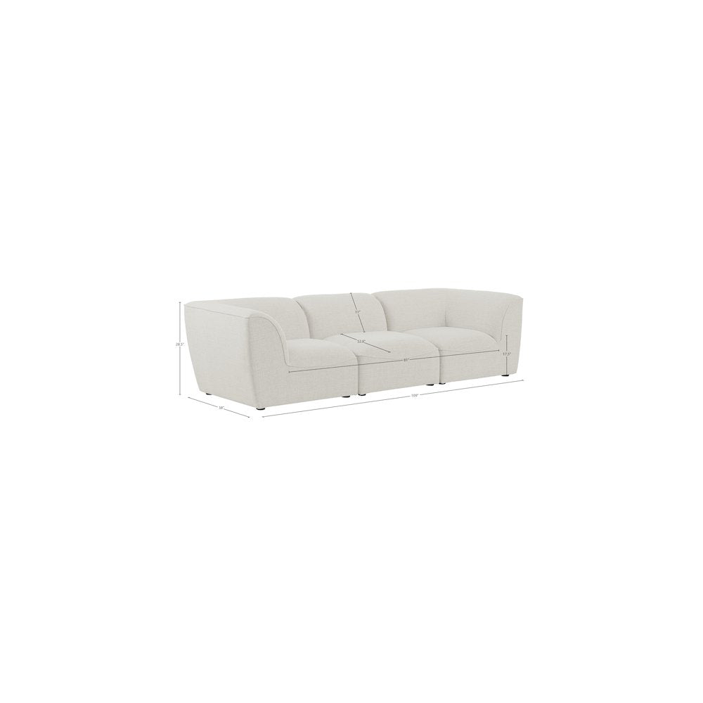 Miramar Cream Durable Linen Textured Modular Sofa