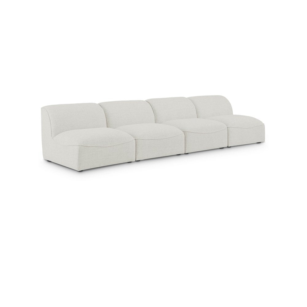 Miramar Cream Durable Linen Textured Modular Sofa
