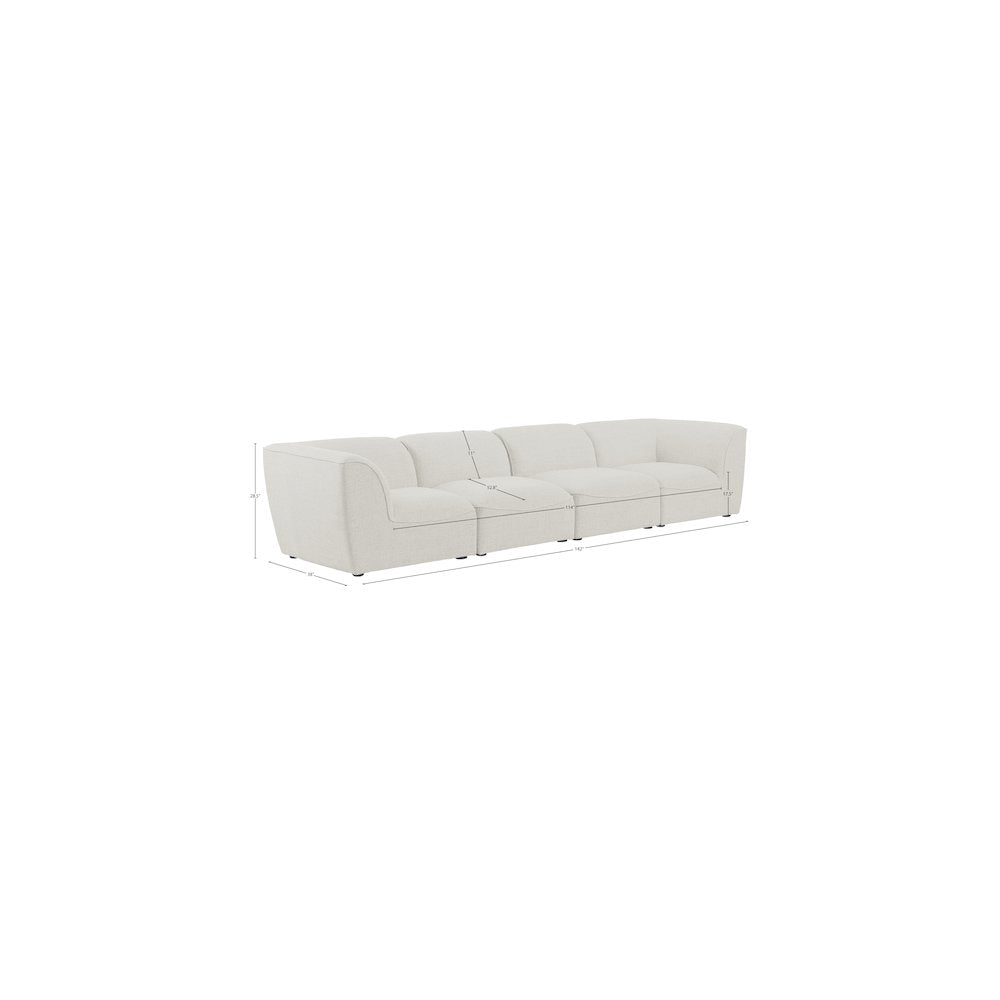 Miramar Cream Durable Linen Textured Modular Sofa