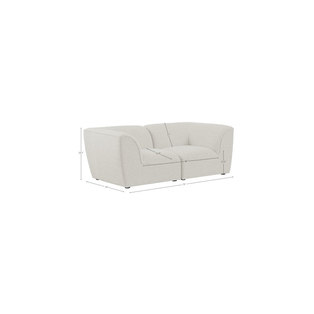 Miramar Cream Durable Linen Textured Modular Sofa