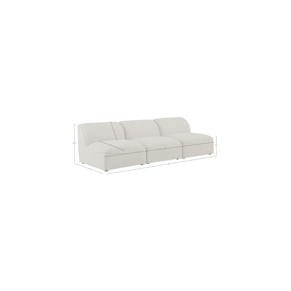 Miramar Cream Durable Linen Textured Modular Sofa