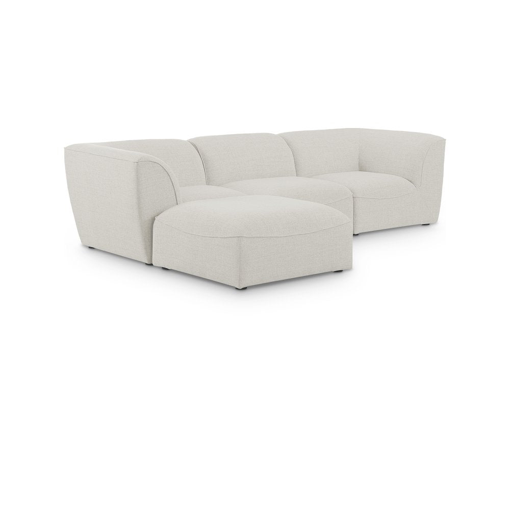 Miramar Cream Durable Linen Textured Modular Sectional