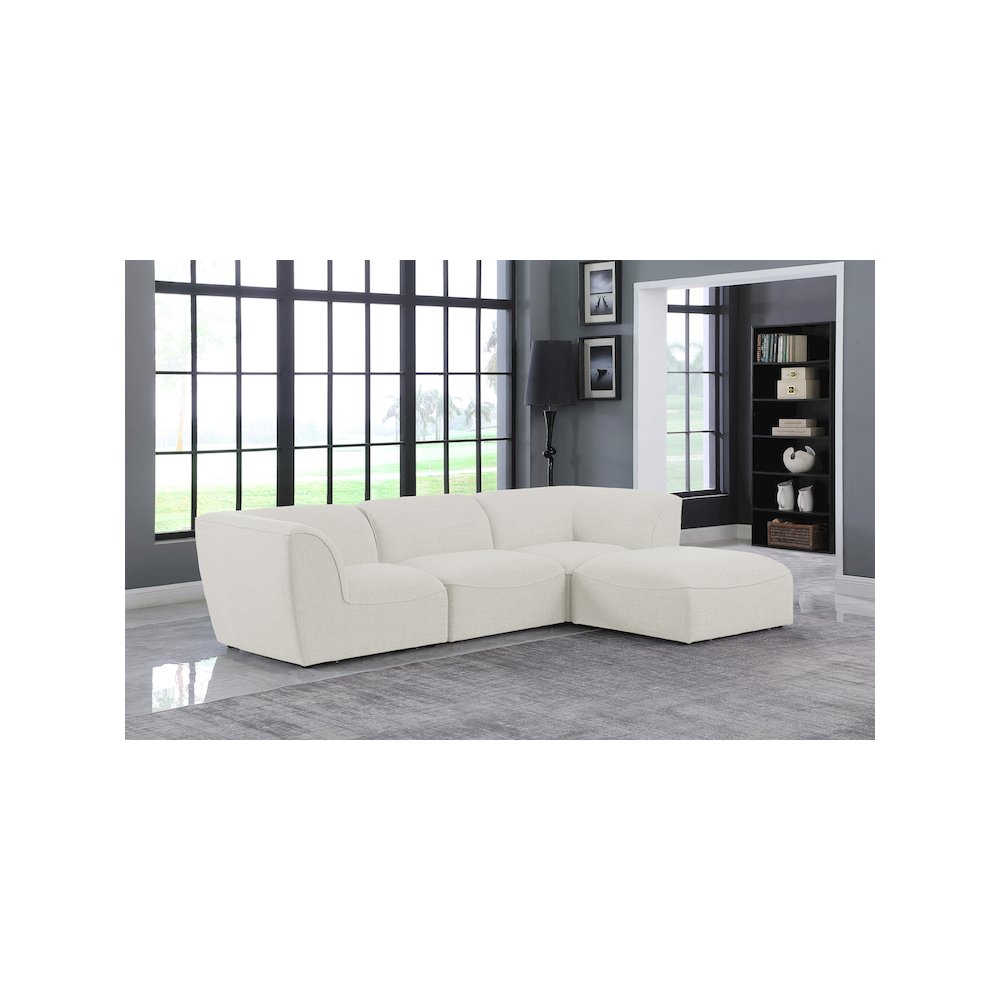 Miramar Cream Durable Linen Textured Modular Sectional
