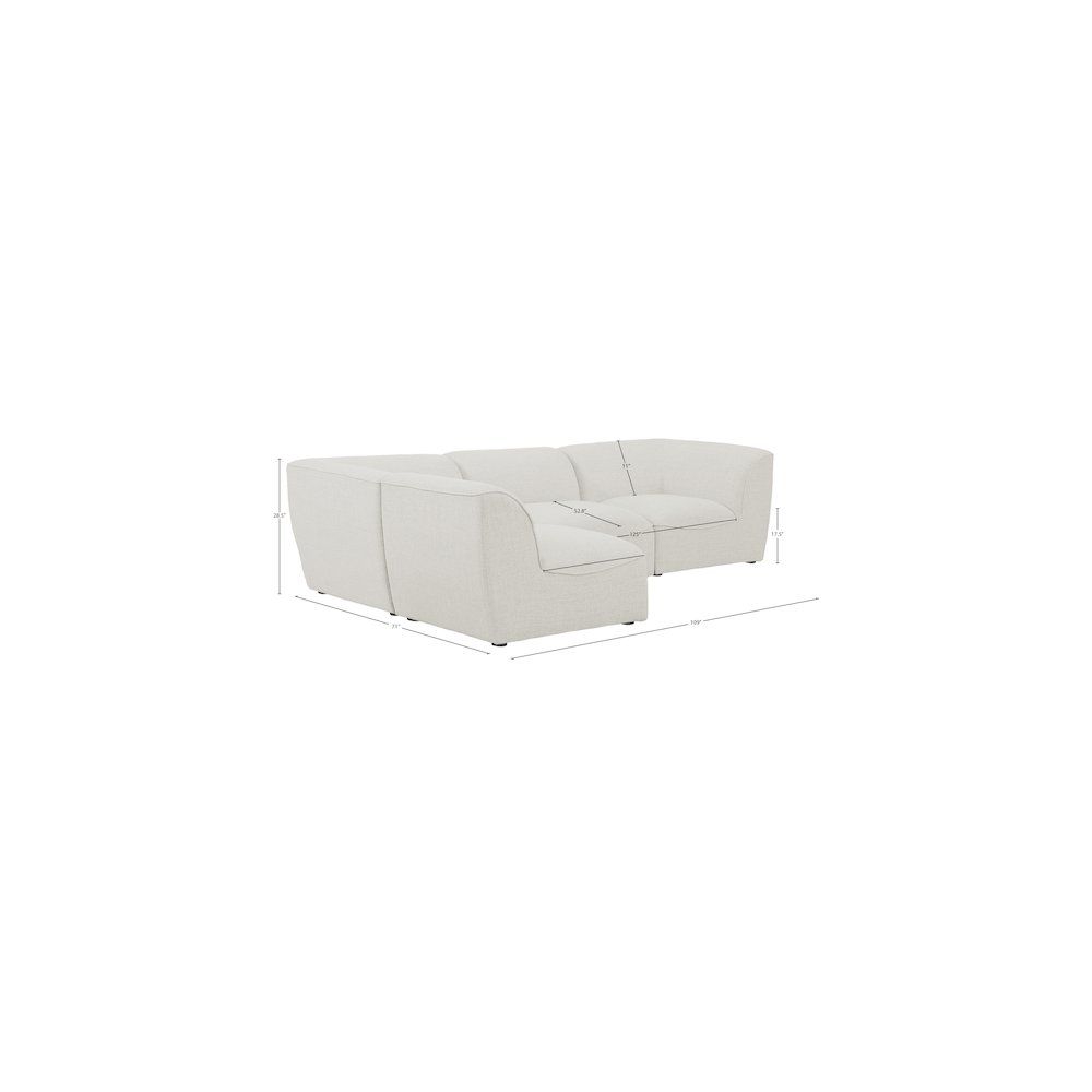 Miramar Cream Durable Linen Textured Modular Sectional