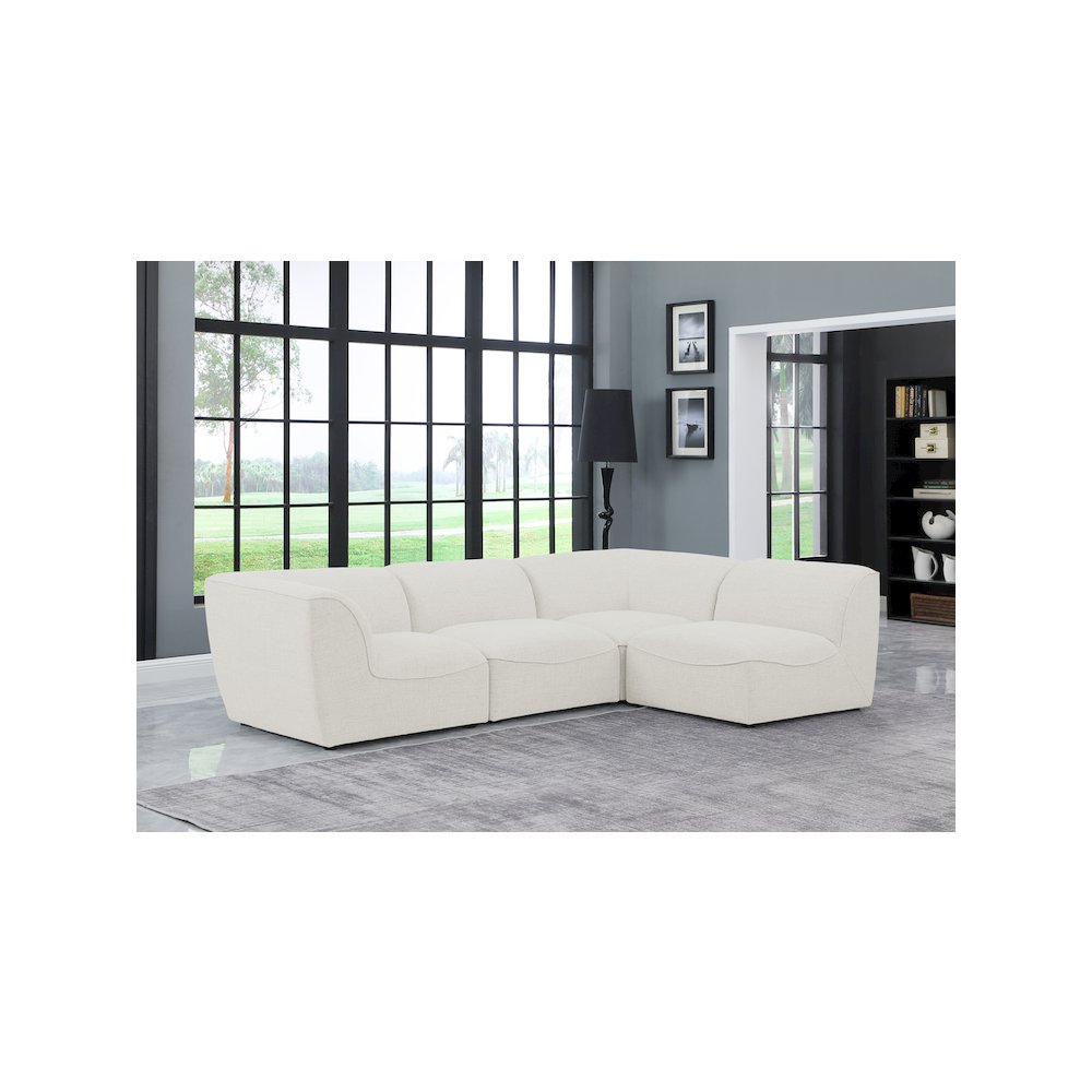 Miramar Cream Durable Linen Textured Modular Sectional
