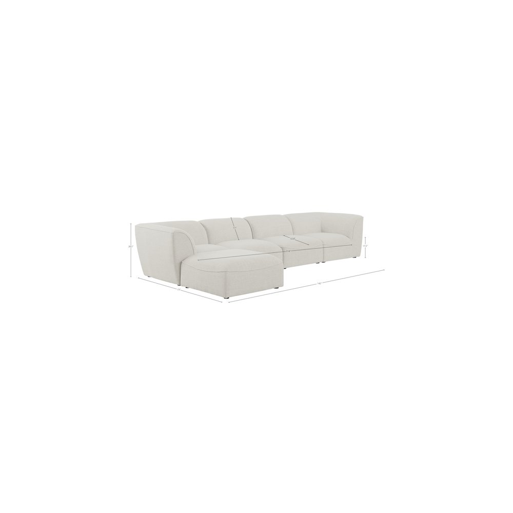Miramar Cream Durable Linen Textured Modular Sectional