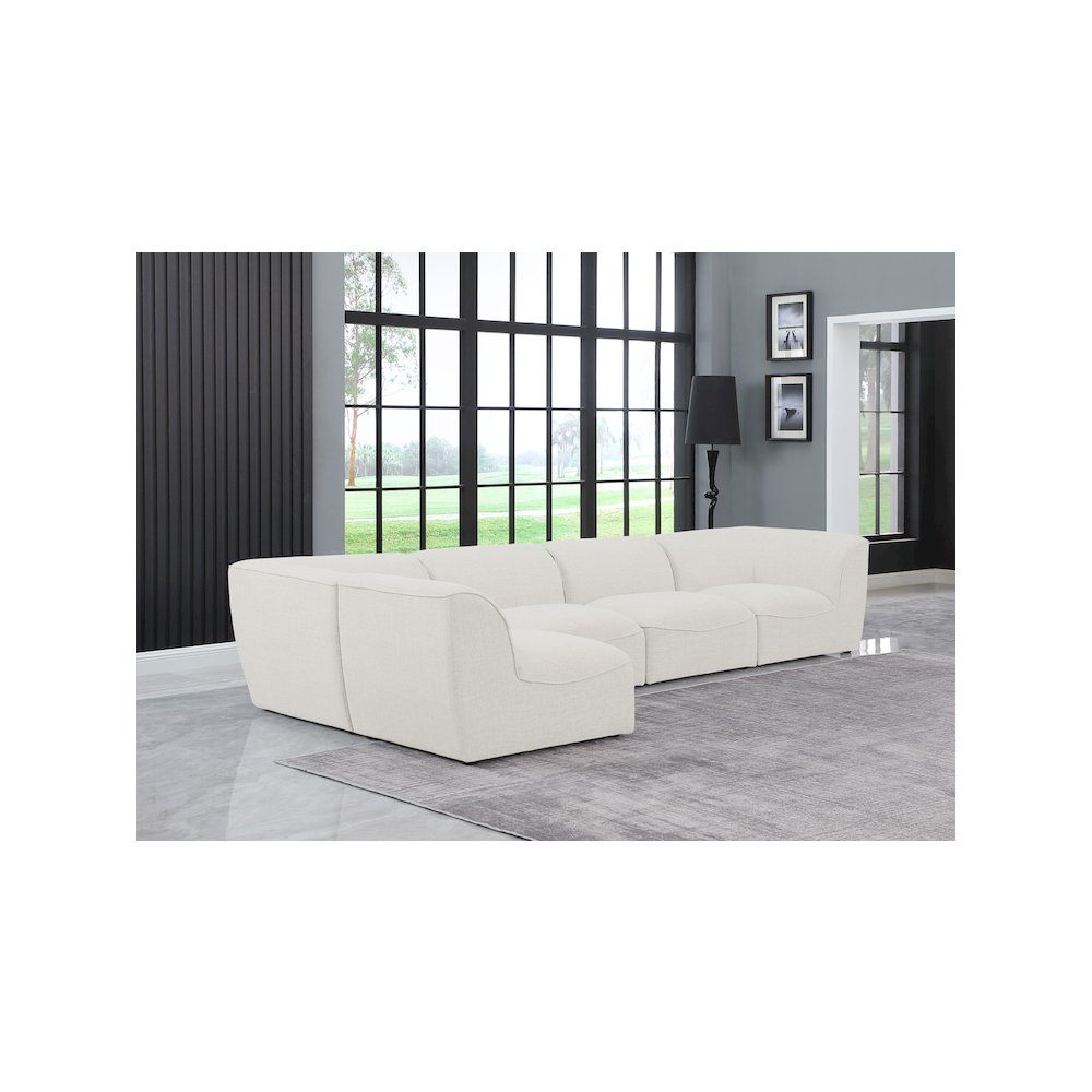 Miramar Cream Durable Linen Textured Modular Sectional