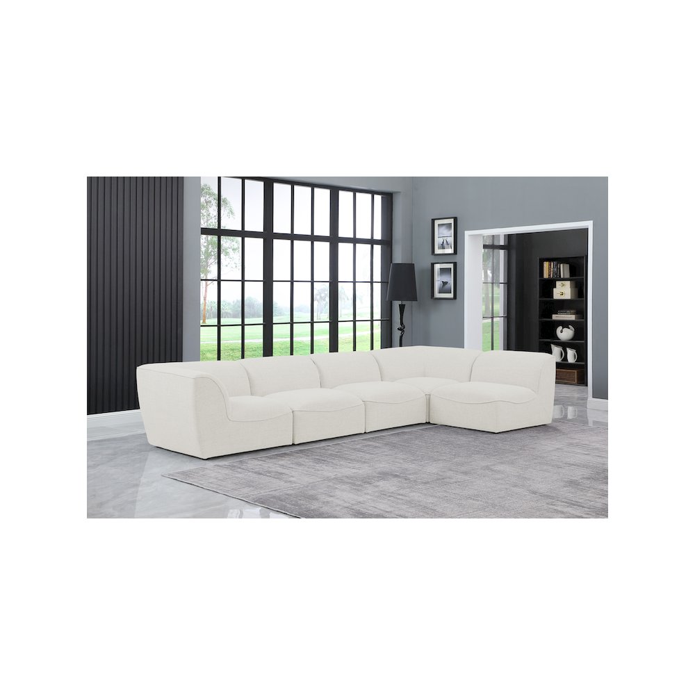 Miramar Cream Durable Linen Textured Modular Sectional