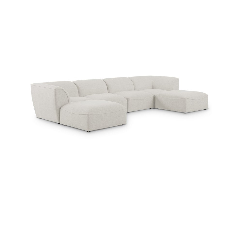 Miramar Cream Durable Linen Textured Modular Sectional