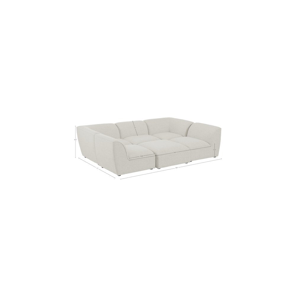 Miramar Cream Durable Linen Textured Modular Sectional