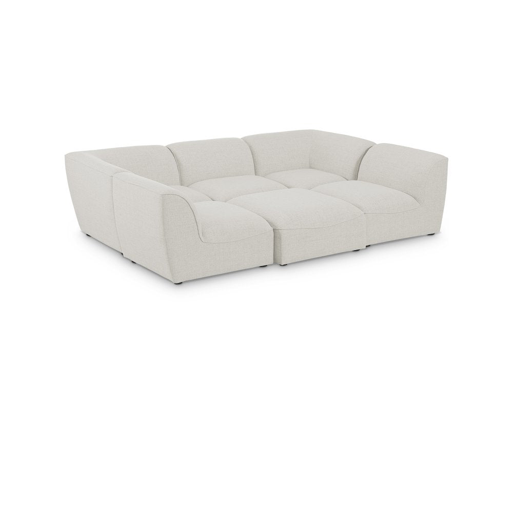 Miramar Cream Durable Linen Textured Modular Sectional
