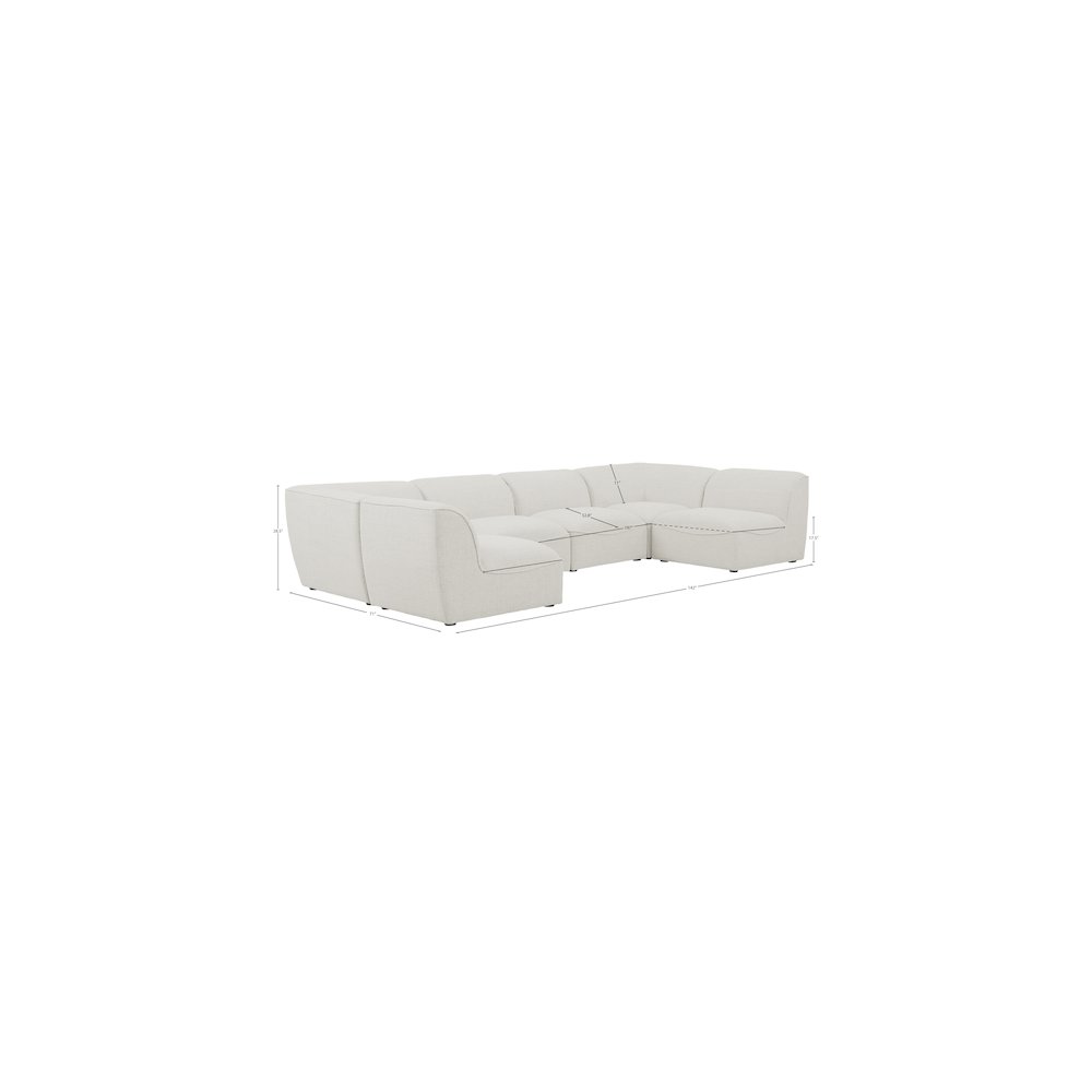 Miramar Cream Durable Linen Textured Modular Sectional