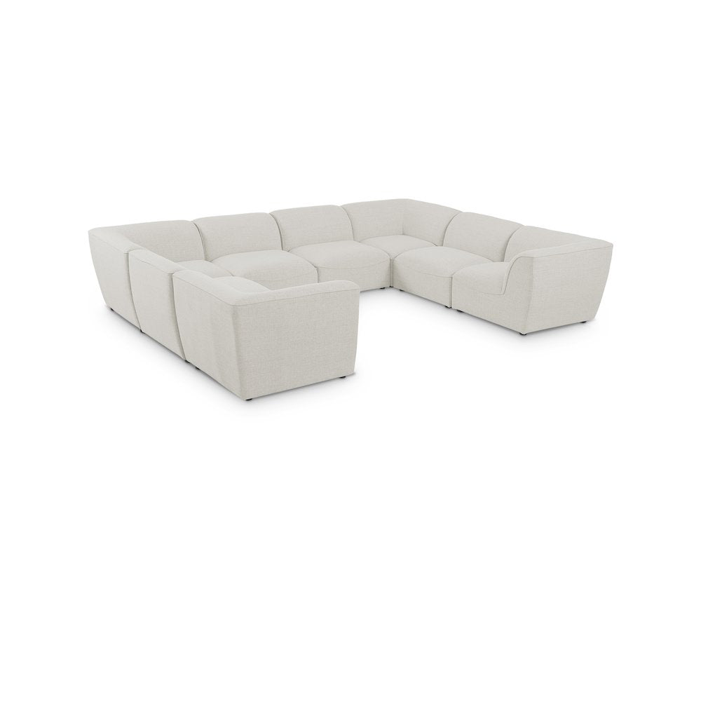 Miramar Cream Durable Linen Textured Modular Sectional